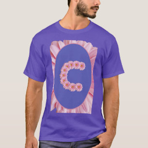 Floral Letter C Pink Gerbera Daisy Monogram T-Shirt