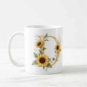 Floral Letter D Daisy Personalised Mug
