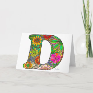 Floral Letter D Greeting Card - from original art