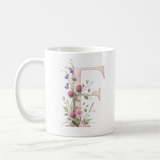 Floral Letter F Wildflower Mug