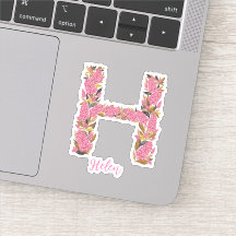 Floral letter H custom cut vinyl stickers