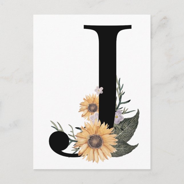 Floral letter J   typography  Postcard (Front)