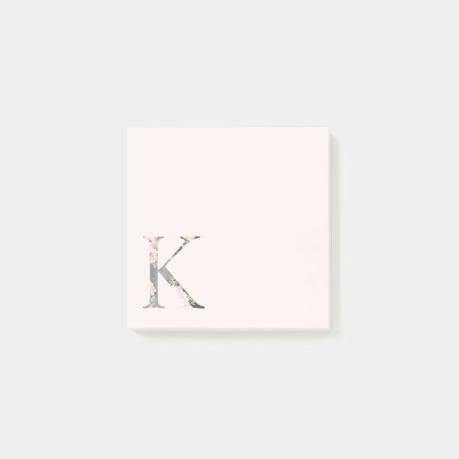Floral Letter "K" Monogram Notes (Front)