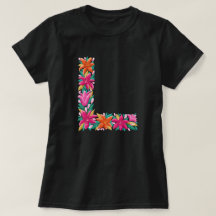 Floral letter L woman's basic T-shirt