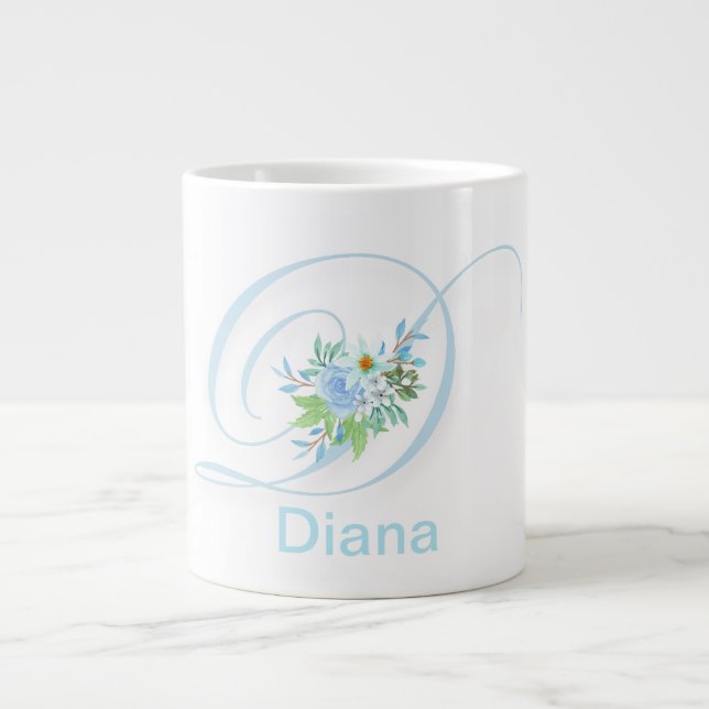 Floral Letter Modern Monogram Initial coffee Mug (Front)