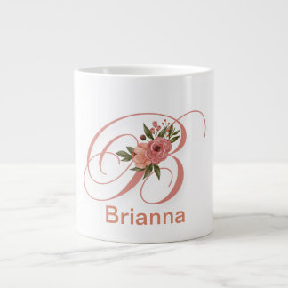 Floral Letter Modern Monogram Initial Large Coffee Mug