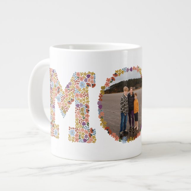 Floral Letter MOM Mother's Day Photo Mug (Front Left)