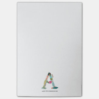 Floral Letter Monogram Initial - A Post-it Notes
