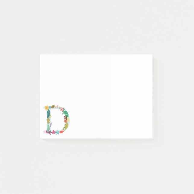 Floral Letter Monogram Initial - D - Post-it Notes (Front)