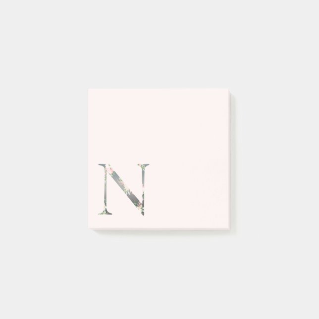 Floral Letter "N" Monogram Notes (Front)