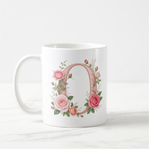 Floral Letter O Rose Garden Flower Personalised Coffee Mug