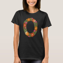 Floral letter O woman's basic T-shirt
