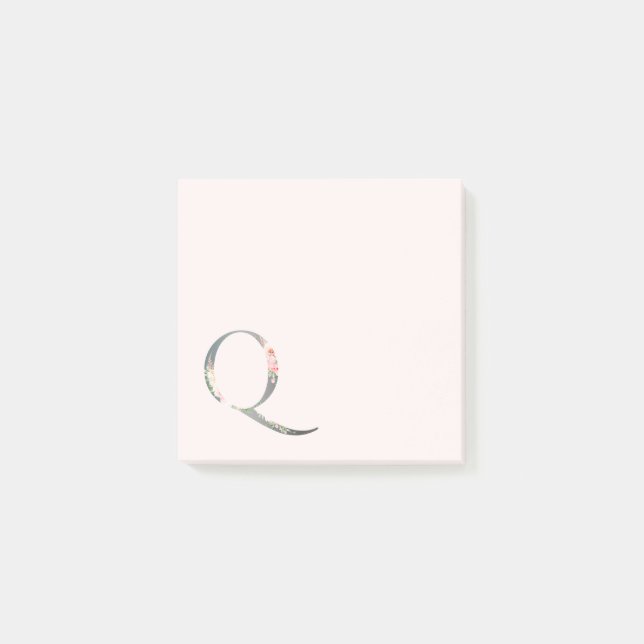 Floral Letter "Q" Monogram Notes (Front)