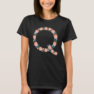 Floral letter Q woman's basic T-shirt