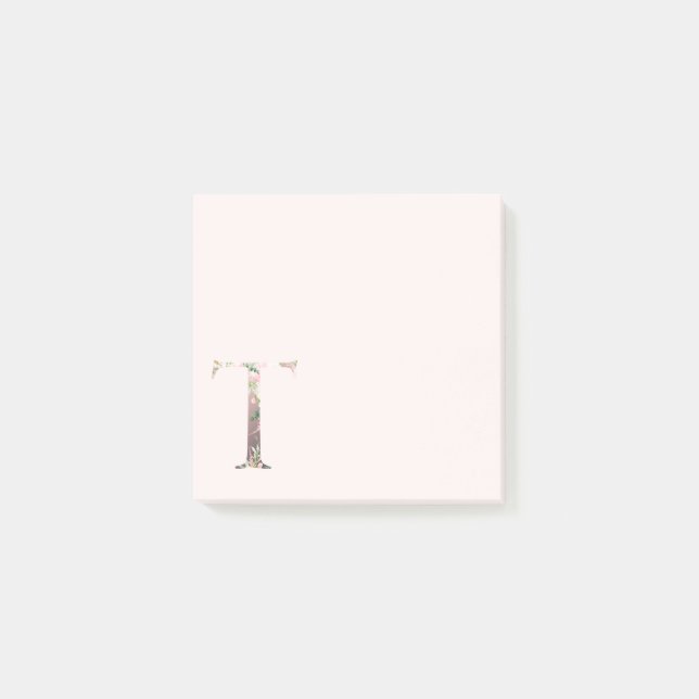 Floral Letter "T" Monogram Notes (Front)
