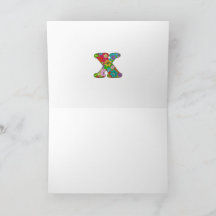 Floral Letter X Greeting Card - Blank Inside