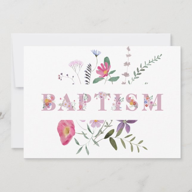 Floral Letters Baptism Invitation (Front)