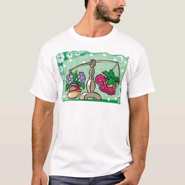 Floral Libra Scales weighing flowers T-Shirt (Front)