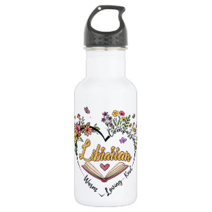 Floral Librarian Heart 532 Ml Water Bottle