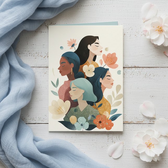 Floral Light Blue International Women's Day Card (Creator Uploaded)
