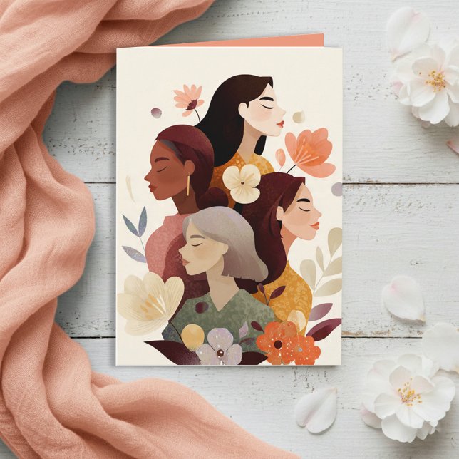 Floral Light Coral International Women's Day Card (Creator Uploaded)