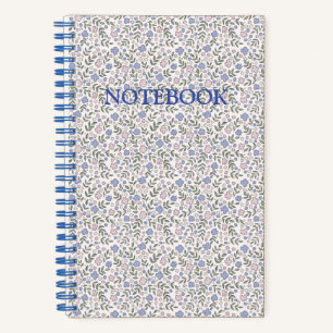 Floral light pink blue Spiral Notebook