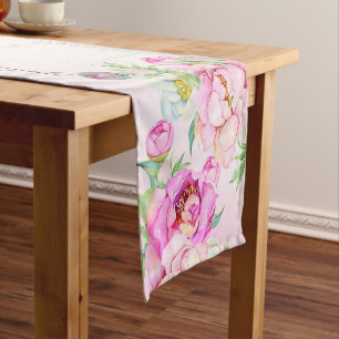 Floral Light Pink Cool Print Short Table Runner