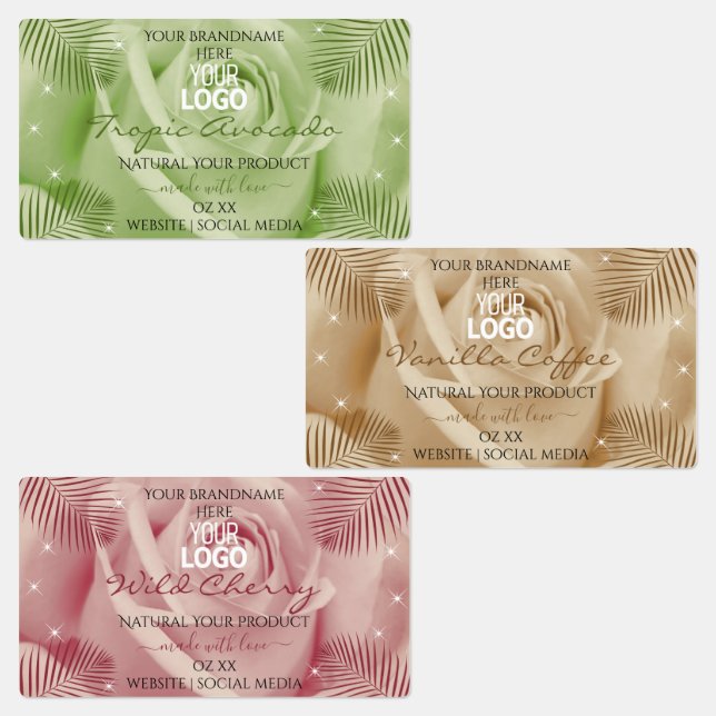 Floral Light Red Brown Green Product Labels Logo (Group)