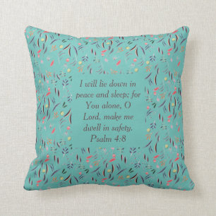 FLORAL Light Teal   Peace Sleep Safety   Christian Cushion