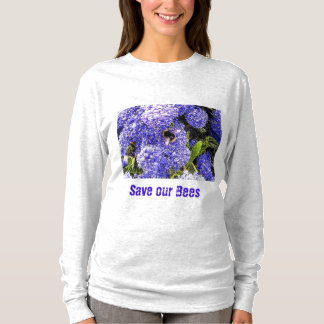 Floral Lilac Flower Save our Bees T-Shirt