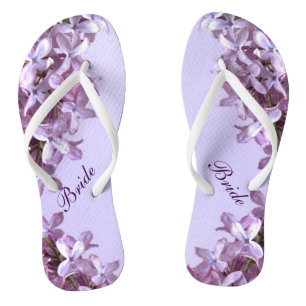 Floral Lilac Flowers Wedding Bridal Flip Flops
