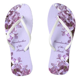 Floral Lilac Flowers Wedding Grandmother of Bride Thongs