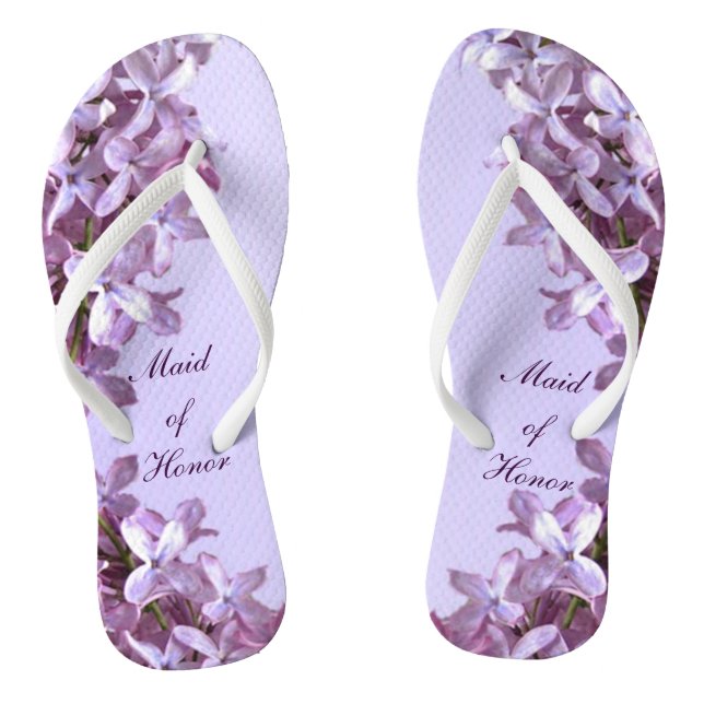 Floral Lilac Flowers Wedding Maid of Honour Thongs (Footbed)