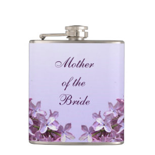 Floral Lilac Flowers Wedding Mother of the Bride Hip Flask