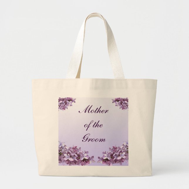 Floral Lilac Flowers Wedding Mother of the Groom Large Tote Bag (Front)