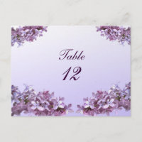Floral Lilac Flowers Wedding Table Number
