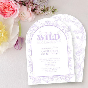 Floral Lilac Flowers Wild & Onederful 1st Birthday Invitation