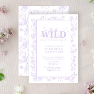 Floral Lilac Flowers Wild & Onederful 1st Birthday Invitation