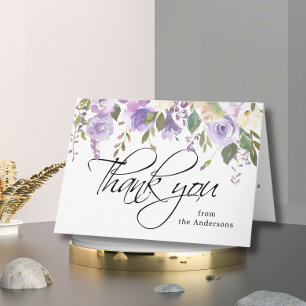 Floral Lilac Funeral Sympathy Thank You   Photo Card