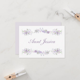 Floral Lilac Lavender Flat Place Card