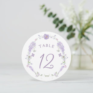Floral Lilac Lavender Wreath Round Table Number