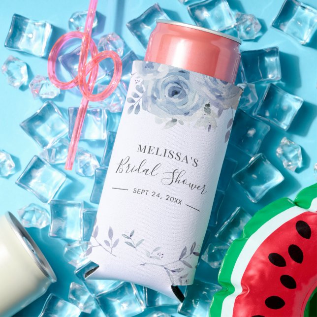 Floral Lilac Script Bridal Shower Seltzer Can Cooler (In Situ Summer)