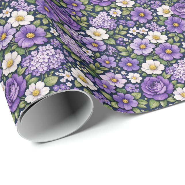 floral lilas wrapping paper (Roll Corner)