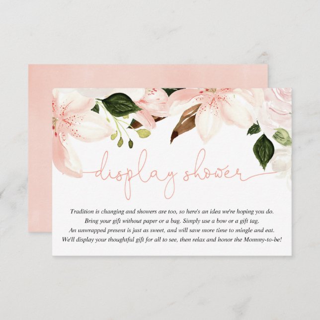Floral lilies pink white floral display shower enclosure card (Front/Back)