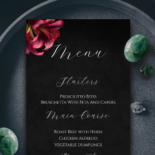 Floral Lily Dark Gothic Wedding Menu