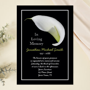 Floral Lily Funeral Memorial Service Invitation