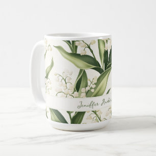 Floral Lily of the Valley with Custom Name Coffee Mug