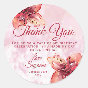 Floral Lily Party Thank You Favor Classic Round Sticker