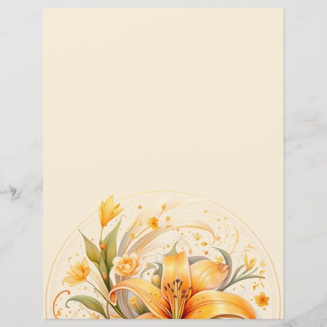 Floral Lily Stationery (Front)