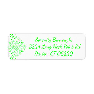 Floral Lime Green Flowers Return Address Labels